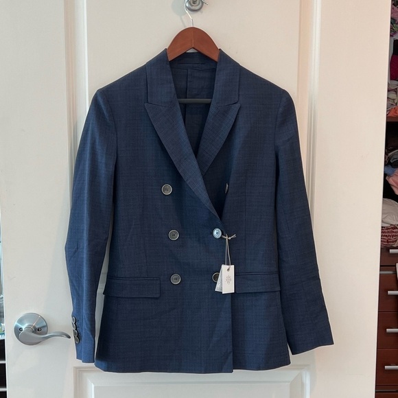 Eleventy Femme Wool Blend Double Breasted Suit Jacket Size US 2 - Picture 2 of 16